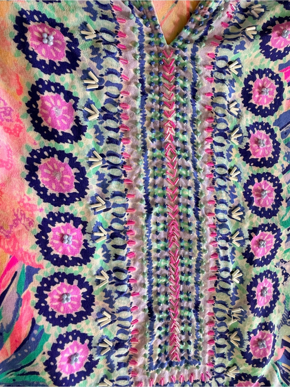Lilly Pulitzer beaded Tropical V-Neck Tunic - Picture 4 of 5